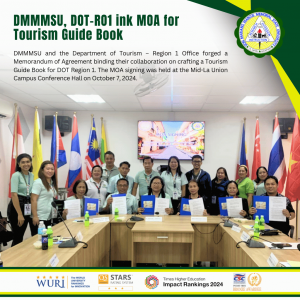 DMMMSU, DOT-RO1 ink MOA for Tourism Guide Book