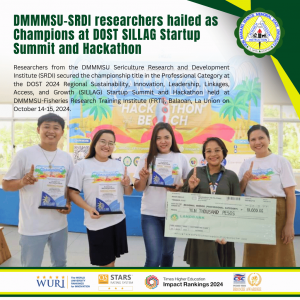 DMMMSU-SRDI researchers hailed as Champions at DOST SILLAG Startup Summit and Hackathon