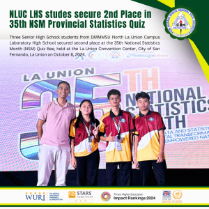 NLUC LHS studes secure 2nd Place in 35th NSM Provincial Statistics Quiz